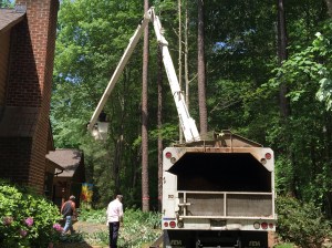Bucket truck right outside the kitchen!!
